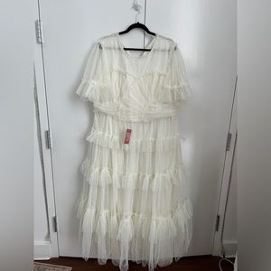 Ivy City Co Ivory Ruffle Dress, Size 3X
